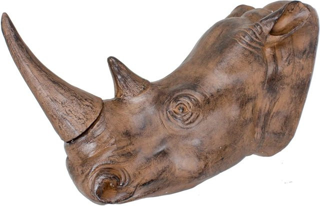 DELUKE Deko-Geweih Nashorn aus Polyresin in Antik-Braun, rustikale Tier-Dekoration, B/T/H: 28 x 61 x 52 cm - Bild 1