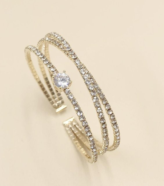 Mehrreihiges Armband, Zirkonia, Gold, Damen - Bild 1
