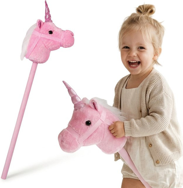 Mamabrum Hobby Horse Einhornpaard, Plüsch, Rosa, ab 1,5 Jahre - Bild 1
