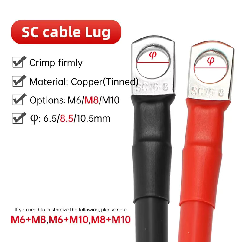 HORNCII Silikon-Batteriekabel aus verzinntem Kupfer mit M6-M8-M10-Ösen, rot, 8 6 4 2 0 AWG - Bild 2