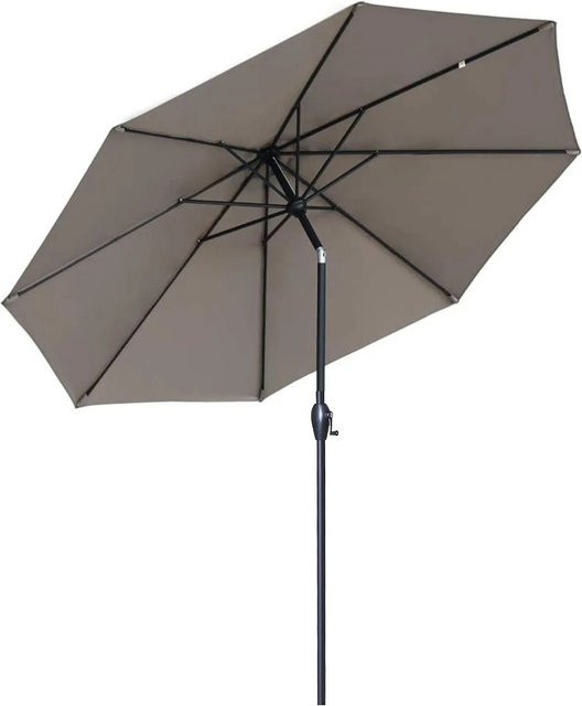 Sekey Marktschirm aus Aluminium mit Kurbel, 8-eckiger Gartenschirm in Taupe/Beige, Breite: 330 cm - Bild 1