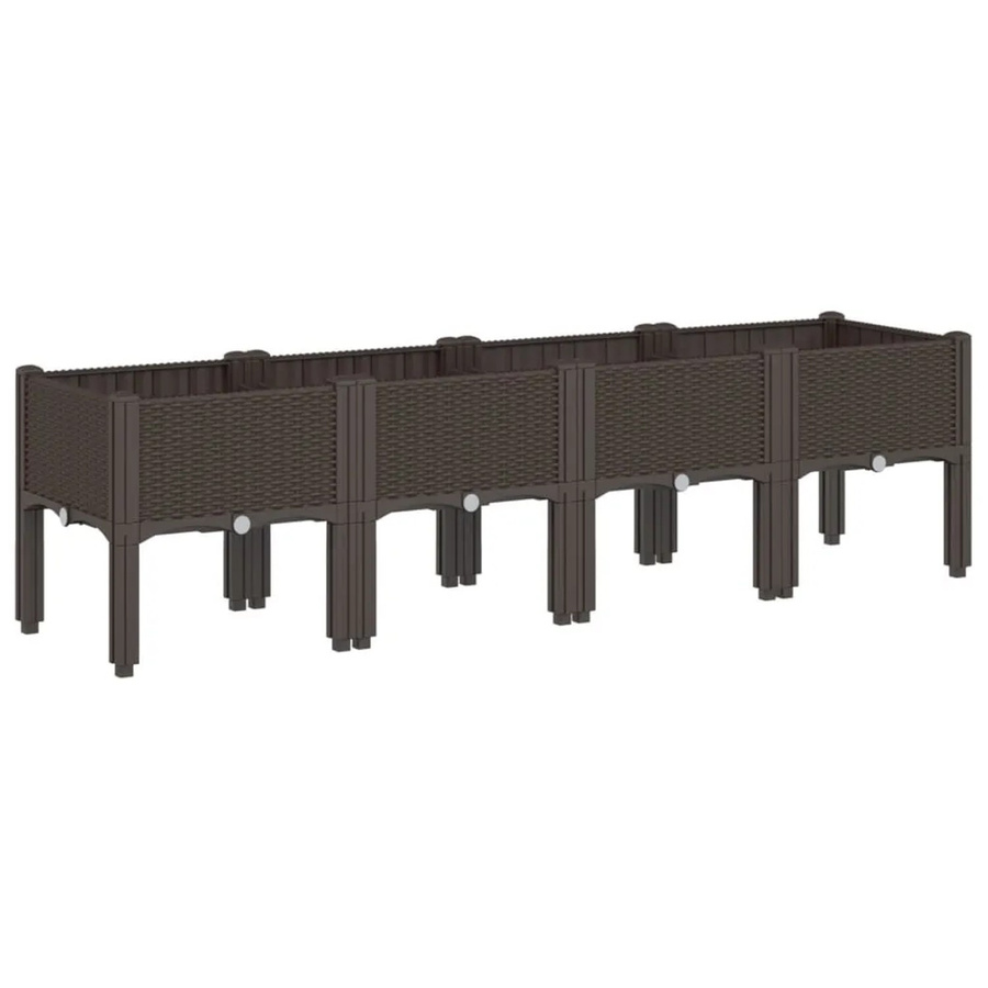 vidaXL Pflanzkasten mit Beinen in Braun in Rattan-Optik aus Polypropylen, B/T/H: 160 x 40 x 42 cm - Bild 2
