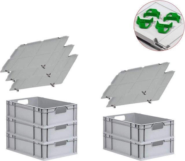 PROREGAL Spar Set Eurobox Nextgen Economy mit Auflagedeckel und Schiebeschnappverschlüssen, Grün, H x B x T: 17 x 40 x 60 cm, 34 Liter - Bild 1