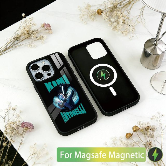 Magnetische Handyhülle K-Kimi A-Antonelli für Apple iPhone 11 bis iPhone 17 Pro Max, kompatibel mit MagSafe kabellosem Laden, Farbe: Schwarz - Bild 1