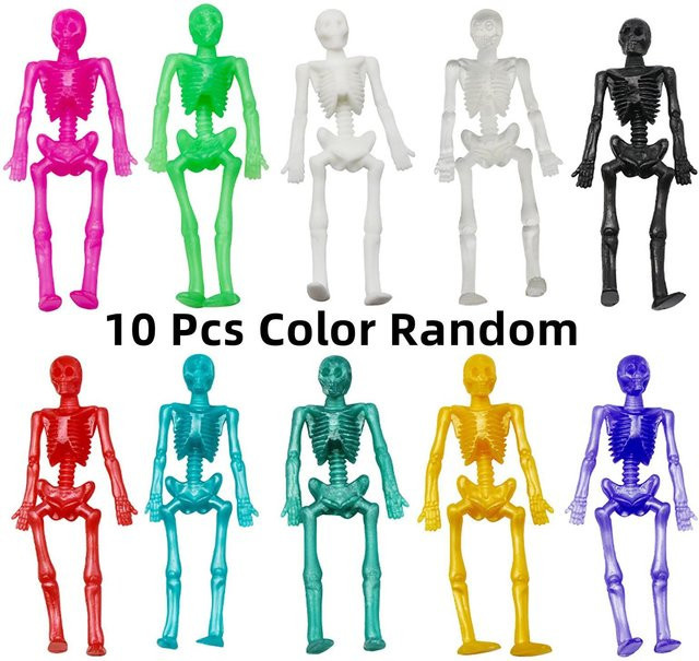 Super Six Dehnbares Weiches Gummi Totenkopf Skelett Zombie Puppe 10-teiliges Set - Bild 1