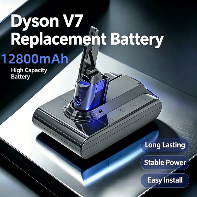 Dyson Ersatzakku für V7 Akku-Staubsauger, Lithium-Ionen-Ersatzakku mit 12800 mAh und 21,6 V in Schwarz - Bild 1