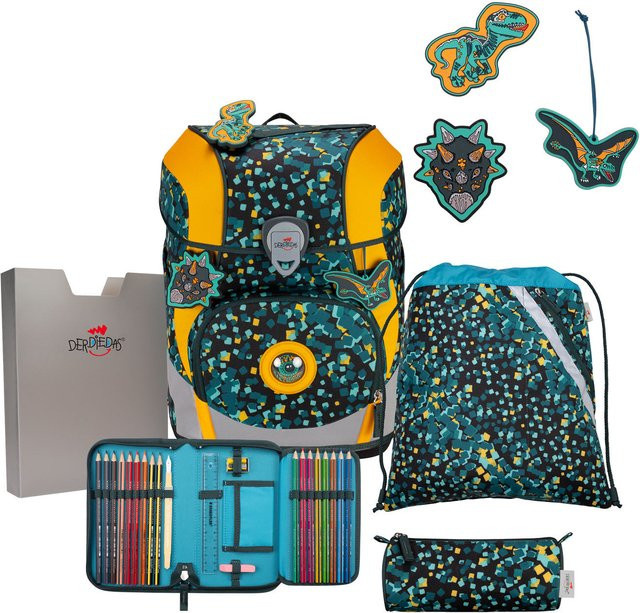 DerDieDas ErgoFlex Tiny Schulrucksack 5-teiliges Set Dino Time in Orange und Multicolour - Bild 1