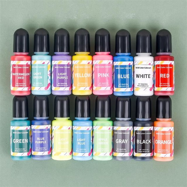 16 Farben Macaron Epoxidharz Pigmente Set, flüssige Farbstoffe für DIY Handwerk und Schmuckherstellung, 16 x 10 ml - Bild 1