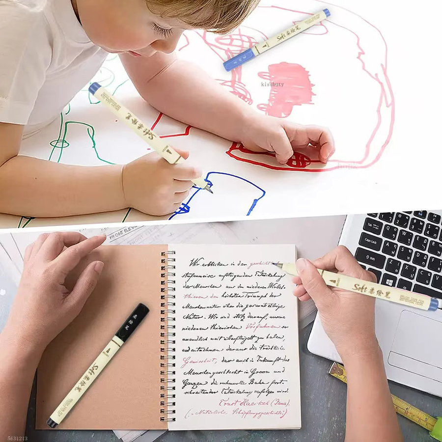 6er Set Retro Kunstmarker mit weicher Pinselspitze für Kalligraphie und Design in Multicolour - Bild 3