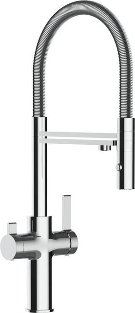 VIZIO Küchenarmatur mit 4-Wege-Wasserhahn, 360 Grad schwenkbarer Auslauf, abnehmbare 2-Strahl Handbrause und Filterfunktion, verchromt in Silber - Bild 1