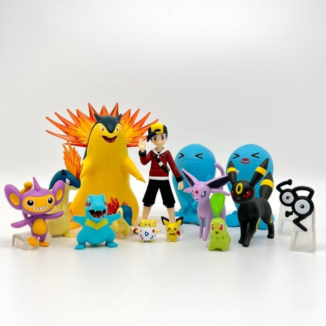 Bandai Pokemon Gold Typhlosion, Wobbuffet, Totodile, Togepi, Pichu, Anime-Figur, Maßstab 1:1 - Bild 1
