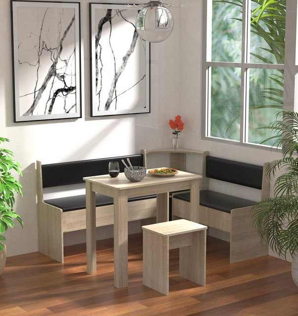 Eckbankgruppe VCM Esal Mini Sitzgruppe in Sonoma-Eiche, B/T/H: 153 x 123 x 80 cm - Bild 1
