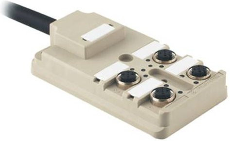 Weidmüller SAI-4-F 4P PUR Sensor/Aktorbox passiv M12-Verteiler mit Metallgewinde in Grau, Länge: 5 m - Bild 1