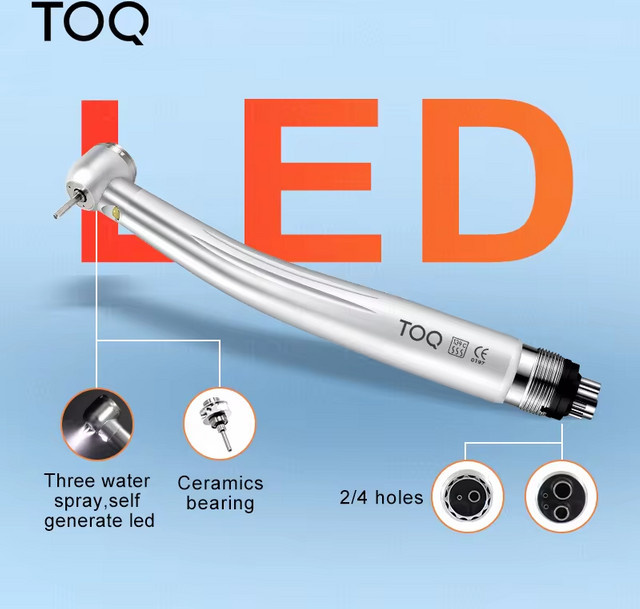TOQ LED-Hochgeschwindigkeitshandstück mit Licht, Turbinenrotor mit Zahnkeramiklager, Silber - Bild 1