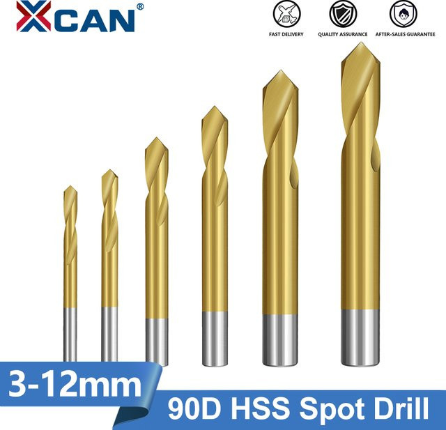 XCAN HSS 90 Grad NC-Punktbohrer Stub Spotting Location Center Drill Bit in Gold, 3–12 mm - Bild 1