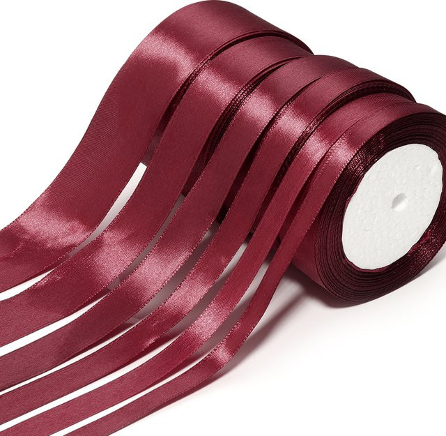 Weinrotes Satinband für DIY Dekorationen, Hochzeit, Party und Geschenke, Länge: 25 Yards - Bild 1