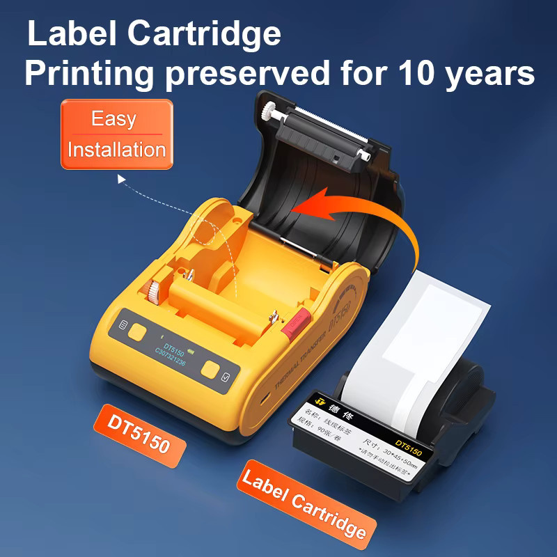 DETONGER DT5150 Mini Tragbarer Intelligenter Thermo-Flachbanddrucker mit Bluetooth für Barcodes, QR-Codes und Aufkleber, kompatibel mit Android und iOS - Bild 2