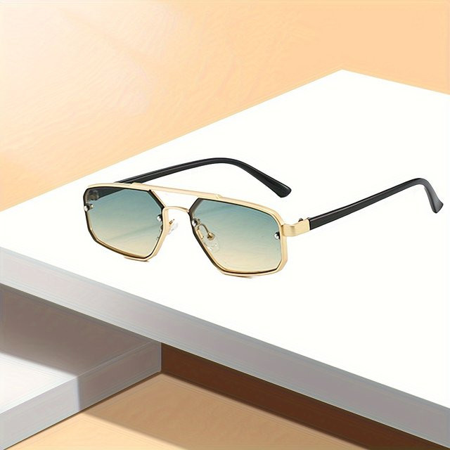 YuYing Sonnenbrille, Damen, Rechteck, Schwarz, Gold, Quadrat - Bild 1