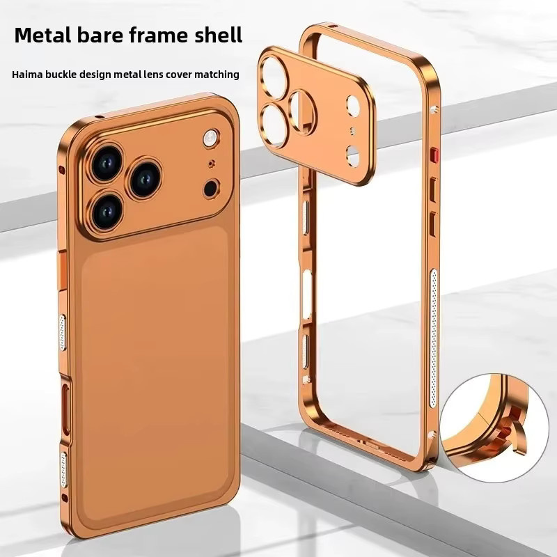 VYOPBC Stoßfeste Handyhülle aus Aluminiumlegierung mit Metall-Linsenschutz für iPhone 14, iPhone 15 Pro und iPhone 16 Pro Max sowie iPhone 17 Pro Max in Schwarz - Bild 2
