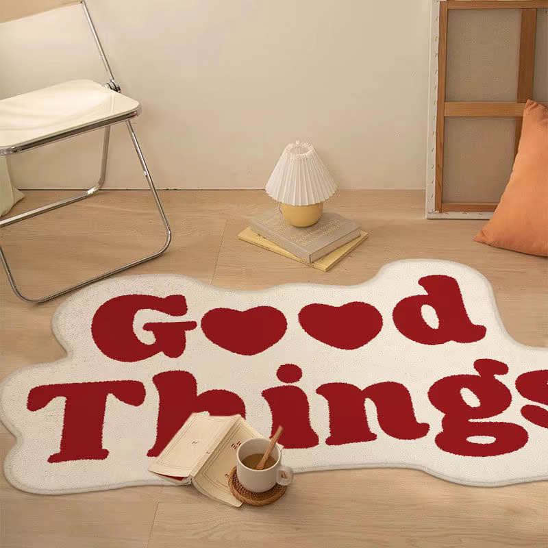 VIKAMA GOOD THING Teppich mit Buchstabenmuster in Weiß, weich, rutschfest und schmutzabweisend für Wohnzimmer und Schlafzimmer - Bild 2