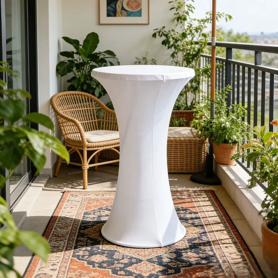 EVENTSDECOR Spandex-Tischdecke für runde Cocktailtische, Polyester, Weiß oder Grün - Bild 2