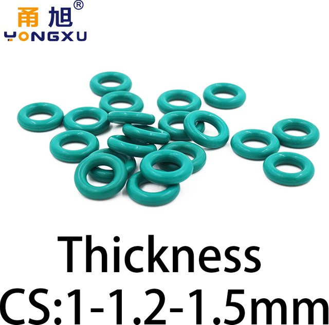 YONGXU O-Ring Dichtung aus CS-Fluorkautschuk FKM in Grün mit einer Dicke von 1 mm, 1,2 mm oder 1,5 mm - Bild 1