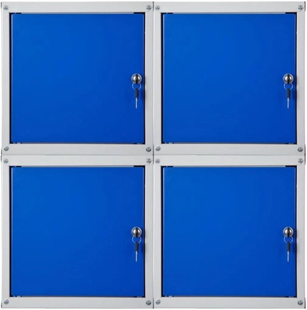 PROREGAL Schließfachwürfel Cubic Set aus Metall, 4er Pack, Grau-Blau, H x B x T: 35 x 35 x 35 cm