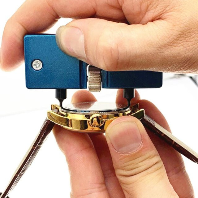 TOMTOP Uhrengehäusebodenöffner, 2-Klauen, Universal-Reparaturwerkzeug, aluminum, blue - Bild 1