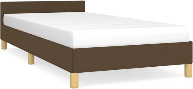 vidaXL Bettgestell mit Kopfteil in Dunkelbraun aus Stoff und Holz, B/T/H: 100 x 200 x 103 cm - Bild 1