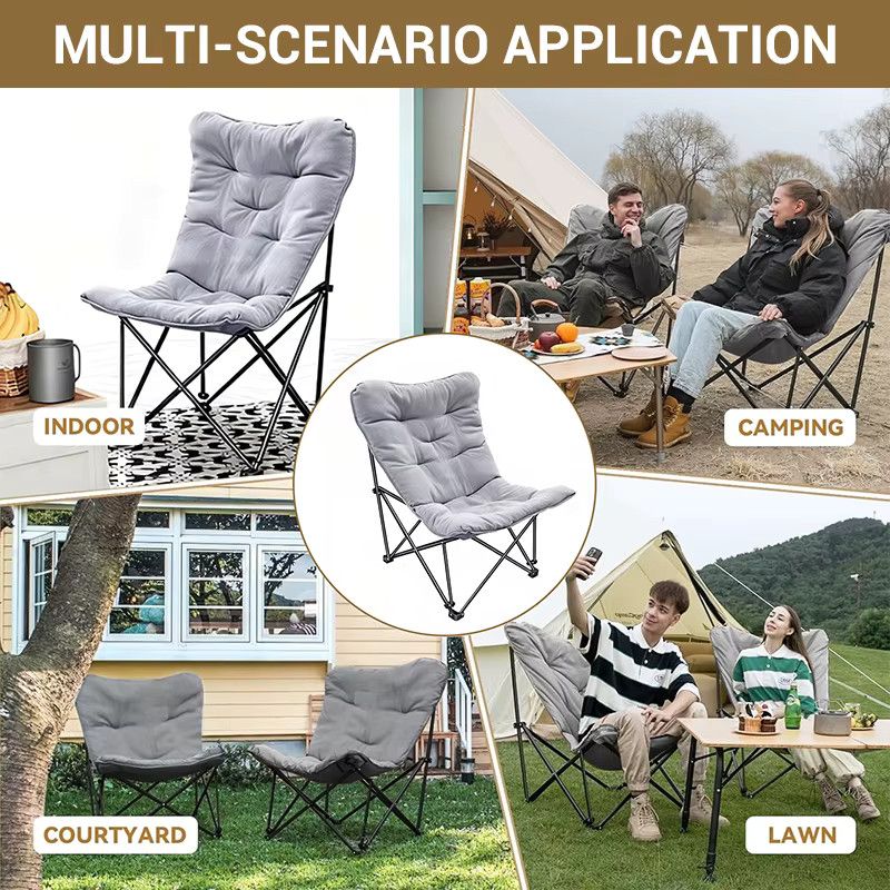 WESTTUNE Camping-Schmetterlingsstuhl in Grey, tragbarer und zusammenklappbarer Outdoor-Loungesessel aus Carbon Steel für Picknick, Angeln und Reisen - Bild 4