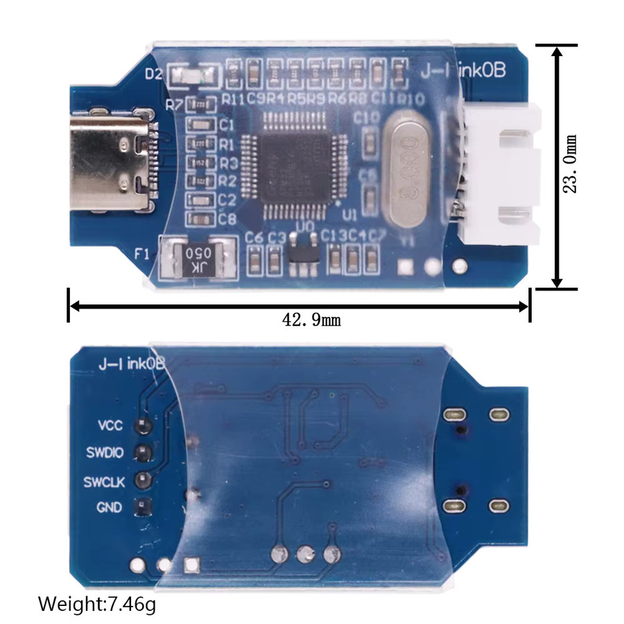 OB ARM Emulator Debugger und Programmierer mit USB-C Anschluss für STM32, M74 und Arduino als SWD Simulation Downloader in Blau - Bild 4
