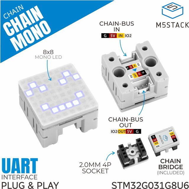 M5Stack Chain Mono Matrix mit 8x8 LEDs in Weiß - Bild 1