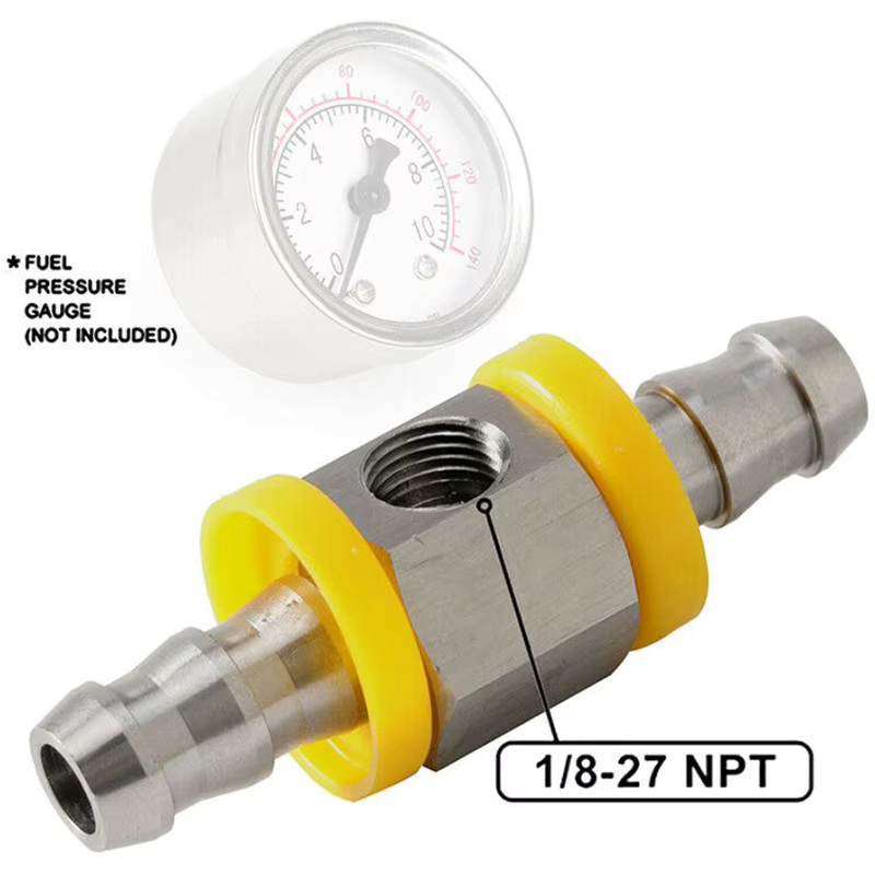 JIAX Kraftstoffdruck-T-Anschluss Adapter 1/2 Zoll in Silber für Kraftstoffmanometer und Sensoren - Bild 3
