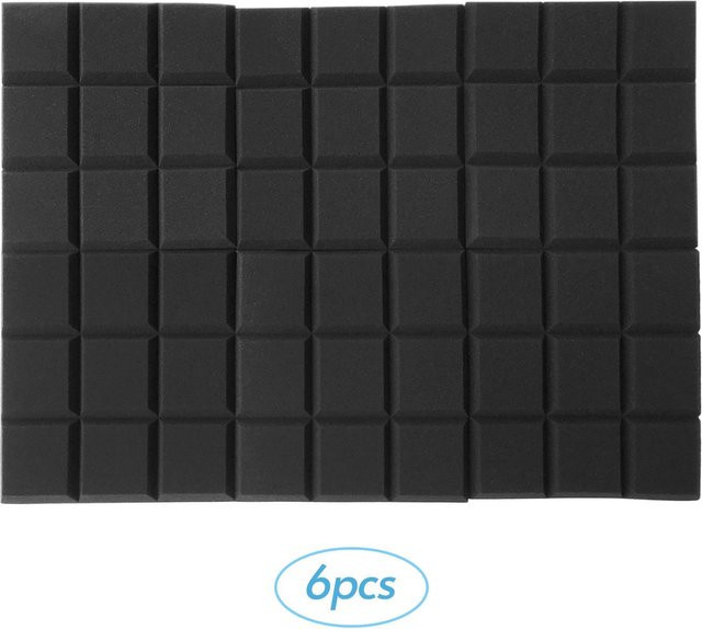 Meterk Studio-Akustikschaumplatten Schallschutzschaum für Studio und KTV, Schwarz, 6 Stück, B/T/H: 30,5 x 30,5 x 5,1 cm - Bild 1