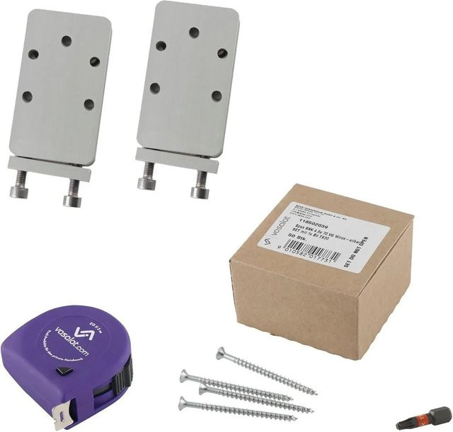 vasalat Set HVP Schwerlastverbinder aus Aluminium in Silber mit Spaxschrauben und TX20 Bit, Maße: 40 x 70 x 12 mm - Bild 1