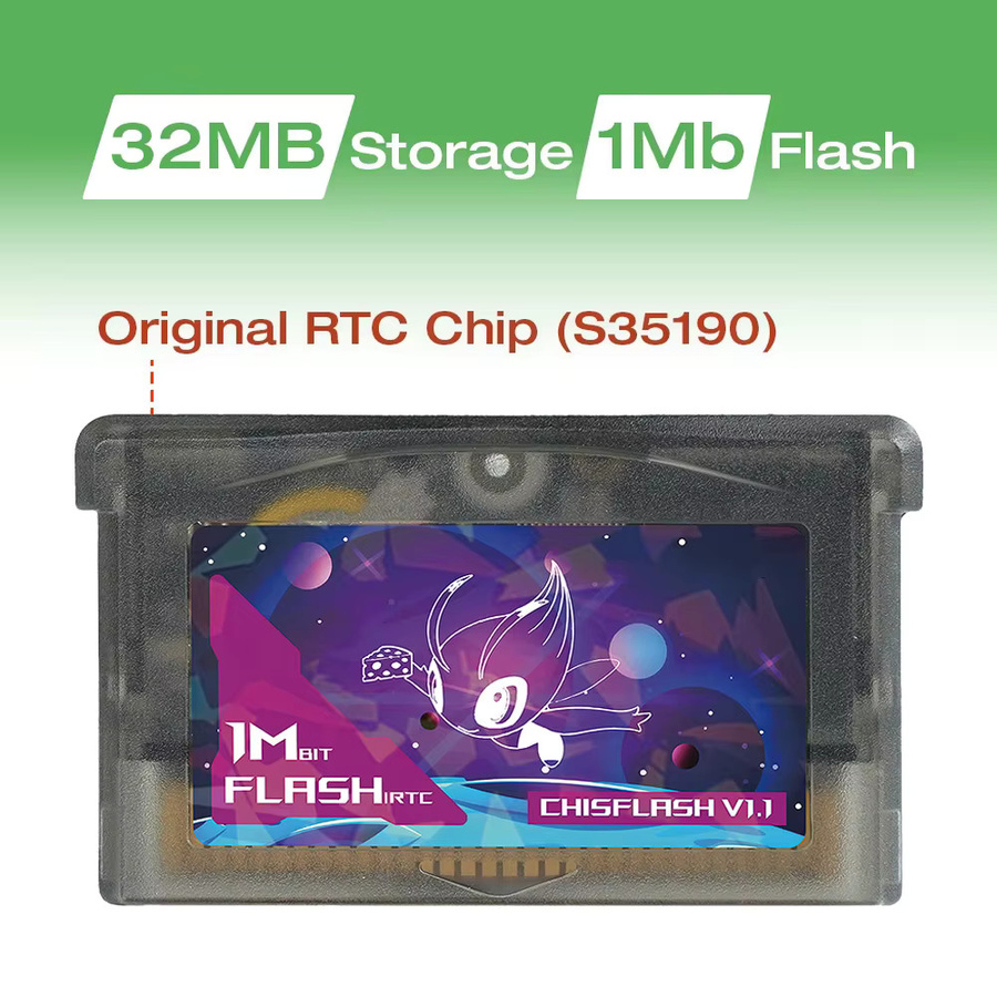 ChisFlash V1.1 GBA RTC-Karte mit S35190 RTC-Chip, 32MB Speicher und 1MB Flash-Kartusche, Schwarz/Transparent, kompatibel mit GBA, GBASP, GB Pocket und GBM - Bild 5