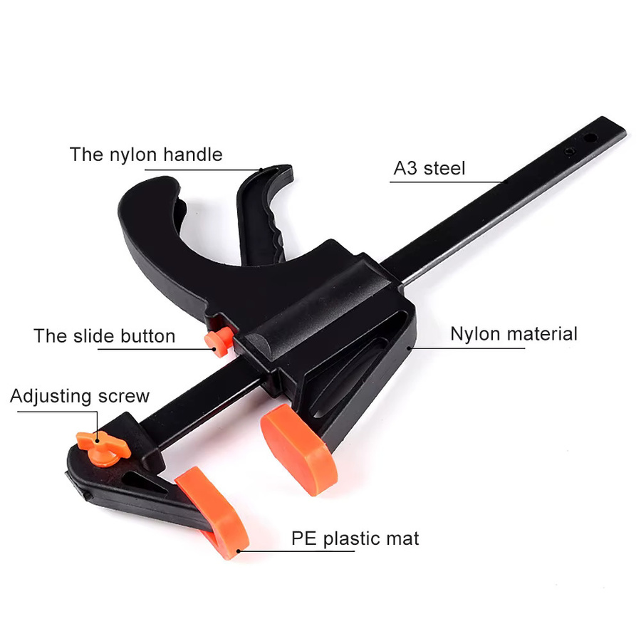 Aideepen Mini 4 Zoll F-Klemme Set aus Nylon für die Holzbearbeitung, Schwarz - Bild 5