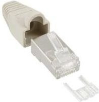 InLine RJ45 Crimpstecker geschirmt mit Knickschutz und Einfädelhilfe, beige, 100er Pack - Bild 1
