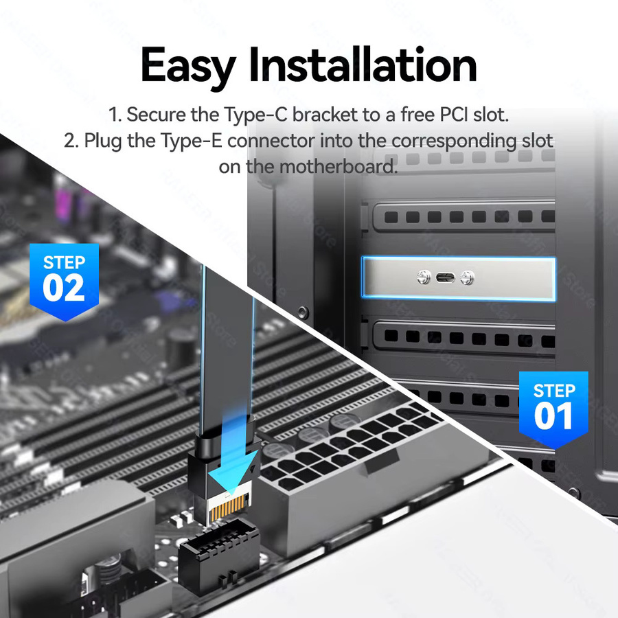 RAGEER Buchsen-Adapterkabel Typ E auf USB-C mit 20 Gbit/s, 4K-Videounterstützung und 100 W Stromausgang für deinen PC - Bild 4