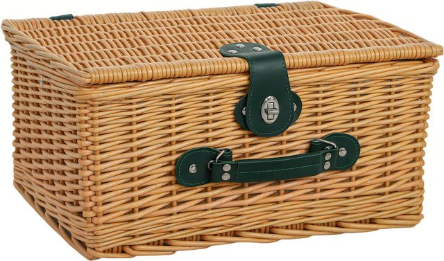 Outsunny Picknickkorb aus Weidenholz in Hellbraun mit Isoliertem Kühlfach und Besteck Set für 2 Personen - Bild 1