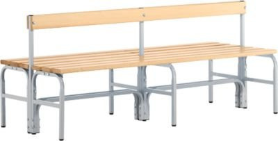 Sypro Umkleidebank aus Stahlrohr und Kiefernholz mit Rückenteil, Farbe: Weiß, Breite: 150 cm - Bild 1