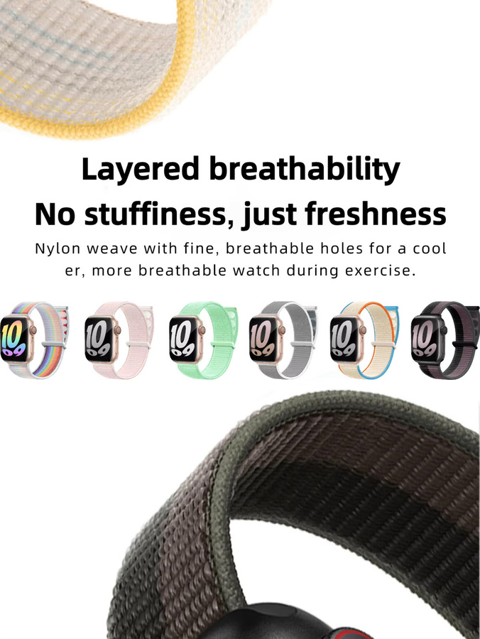 Apple Uhrenarmband Nylon, beige, Unisex - Bild 4