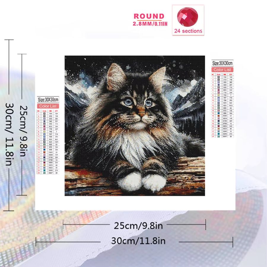 YUTTEE 5D DIY Diamant Mosaik Set Katze Tier Kreuzstich Bild mit runden Strass Steinen zur Stickerei Dekoration - Bild 2