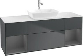 V&B Finion Waschtischunterschrank mit Wandbeleuchtung, Breite: 160 cm, Tiefe: 50,1 cm, Höhe: 50,1 cm, lackiert, mattblau - Bild 1