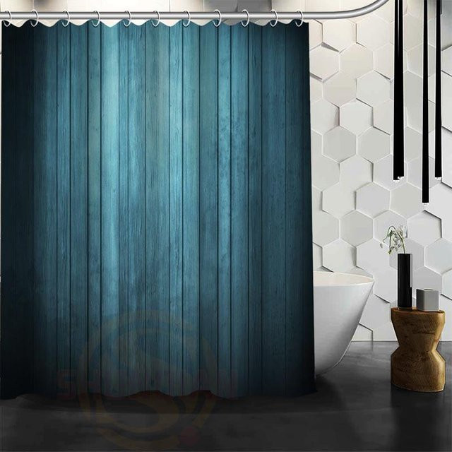 Wasserfester Duschvorhang von Baifenbai Home Furnishing mit Motiv Der alte Wald in Blau, aus Polyester, B: 150 cm, H: 200 cm - Bild 1