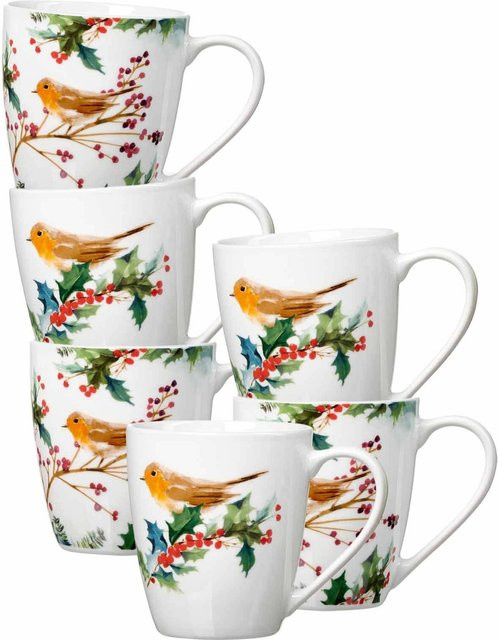 Ritzenhoff & Breker Henkelbecher Winter Bird aus Porzellan, 6er Set, Multicolor, 360 ml - Bild 1