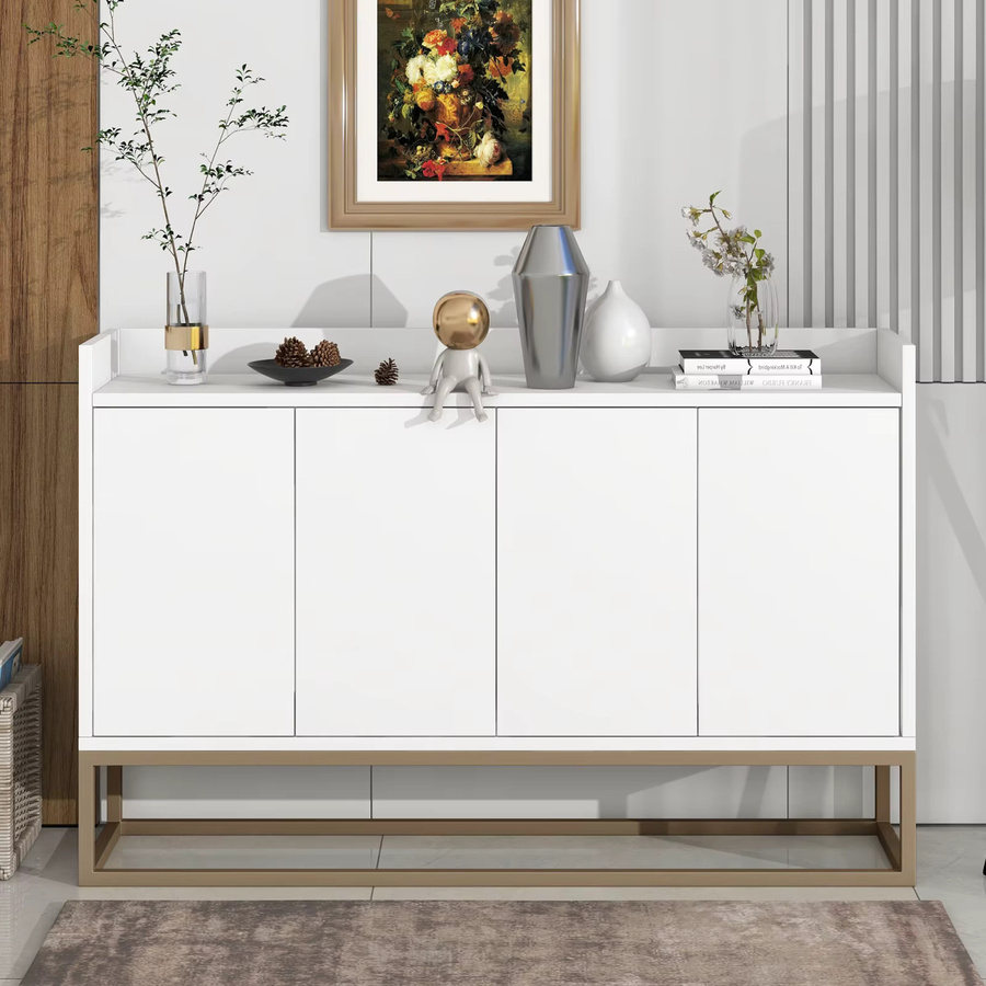 Rosahqnda Modernes Sideboard im minimalistischen Stil, 4-türiger Buffetschrank in Blau und Weiß - Bild 1