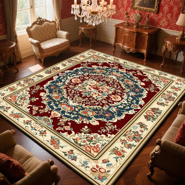 Karpetti Persischer Teppich in Rot mit floralem Orient-Design, rutschfest und waschbar, B: 200 cm, T: 300 cm - Bild 1