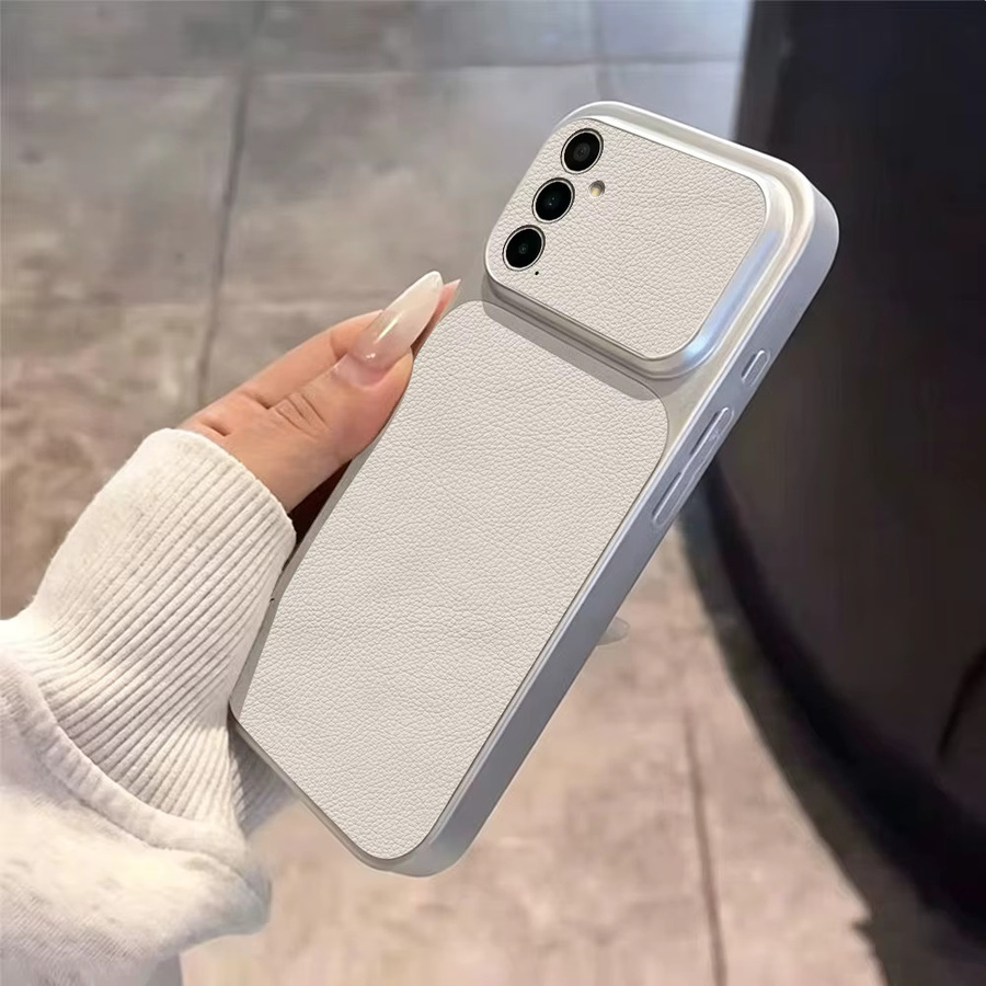 Luxuriöse Handyhülle mit Lychee-Textur für Samsung Galaxy A-Serie in Silber und Weiß - Bild 3