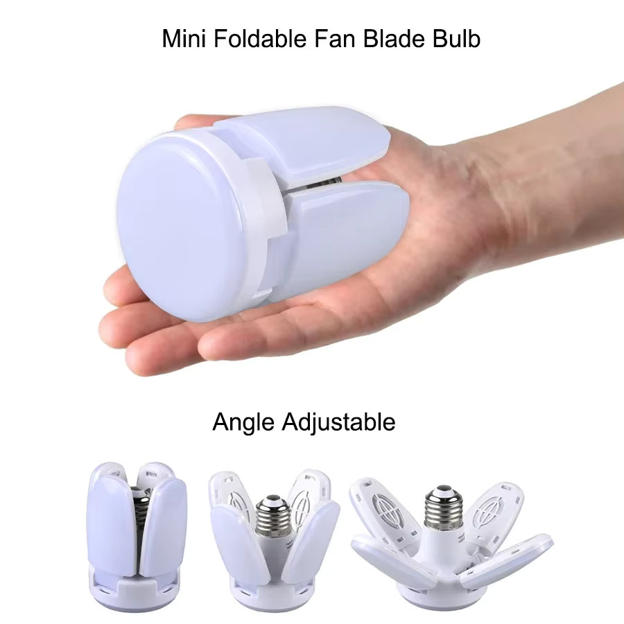 GGBEE Faltbare LED-Lampe E27 mit fächerförmigem Design, Cool White 6000K, Weiß - Bild 2
